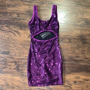 Fashion Nova Purple Sequin Mini Dress